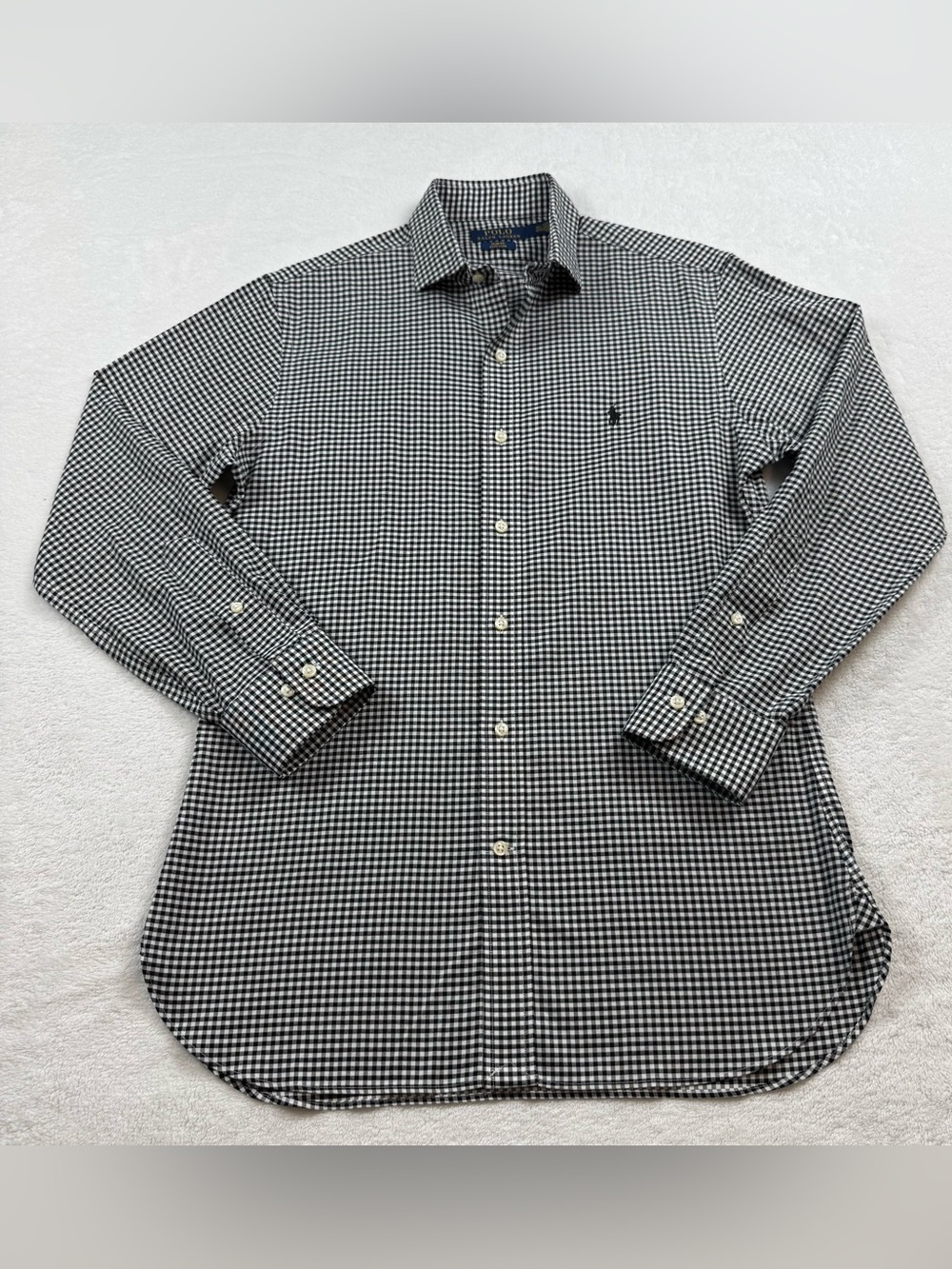 Polo Ralph Lauren slim fit Oxford dress shirt men’s size 32-33-15.5 check black